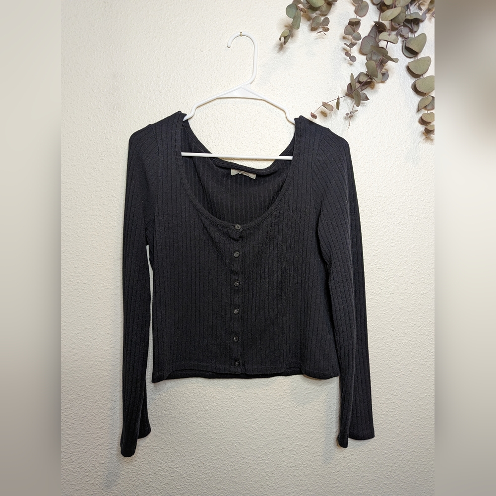Madewell Long Sleeve Crop Sweater Button-down Large